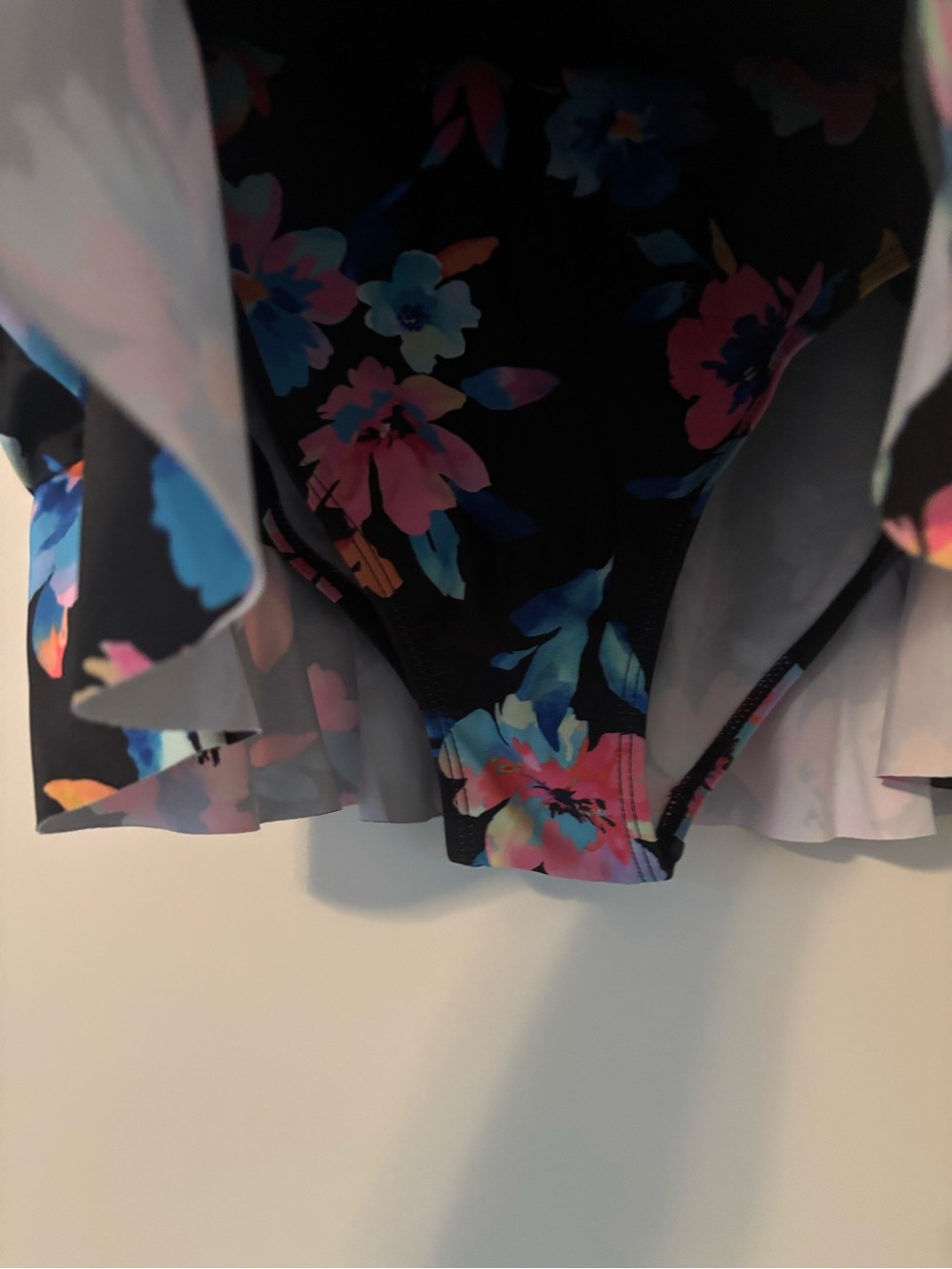 2/$12 NWOT Floral Ruffle Hem Strapless Swimdress - Removable Strap - Picture 4 of 11